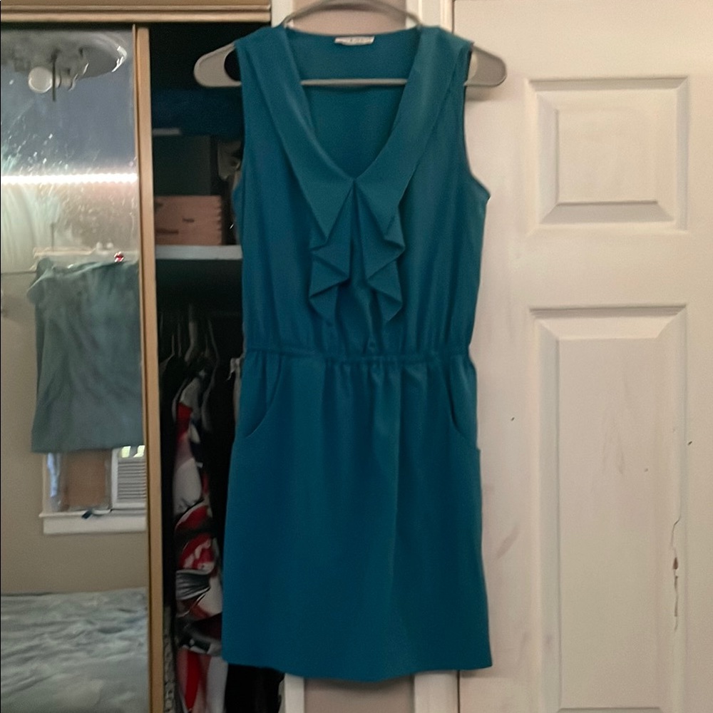 Xtaren Teal Ruffle Mini Dress Like New